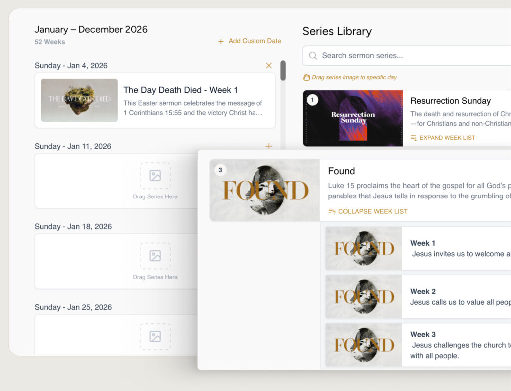 Sermon Calendar planning tool